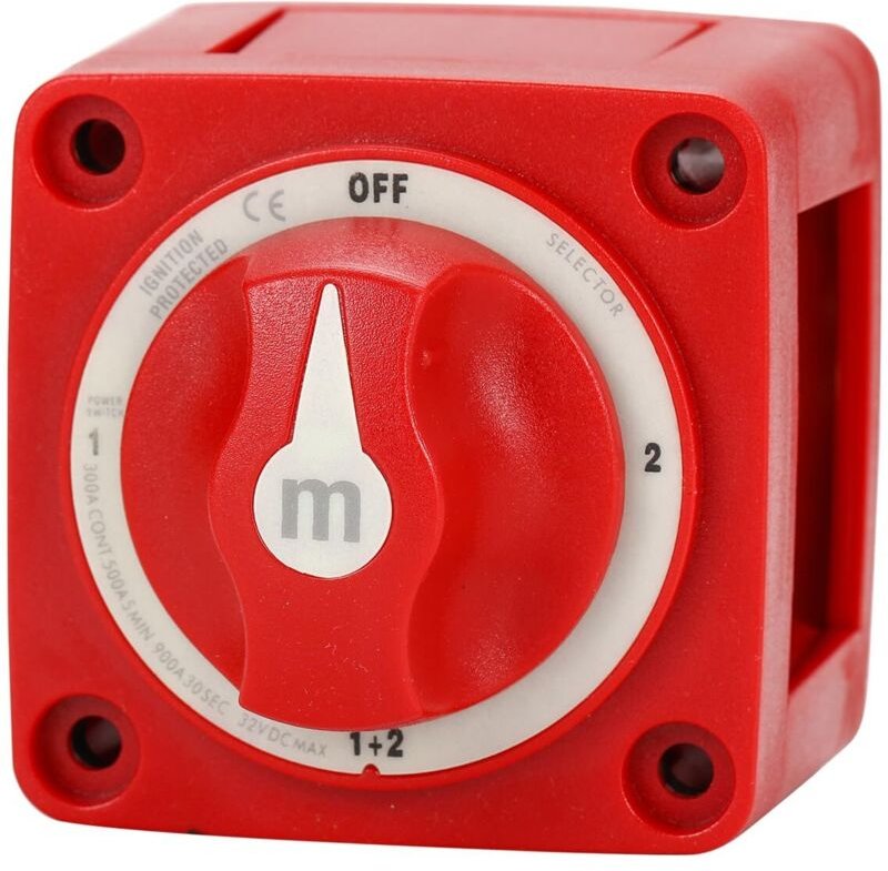 1 Unidad Selector de Batería, Interruptor Desconexión Batería Marina 300A, Selector 4 Posiciones Robusto para Bote o Aut...