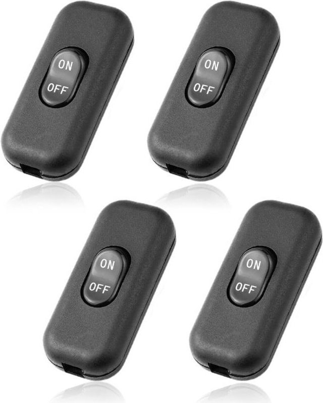 4 Stück Unterbrecherlampe 6A 250V Mini-Unterbrecherlampe Schwarz für Inline-Lampe 2-3 Linien für kleine Geräte Bürolampe...