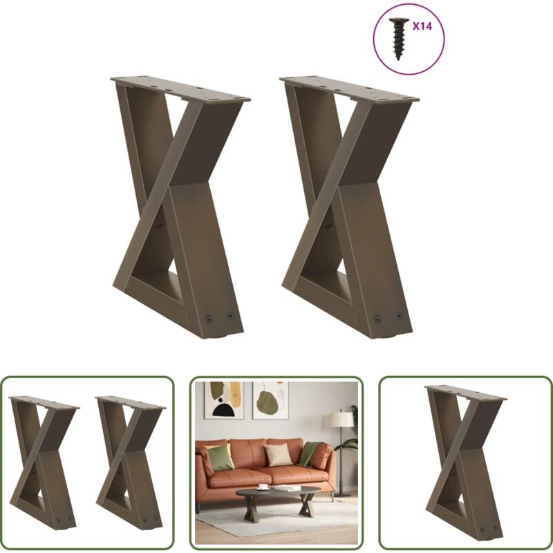 Naturstahl - Couchtischbeine 2 Stk. Naturstahl 40x(30-31,3) cm Stahl