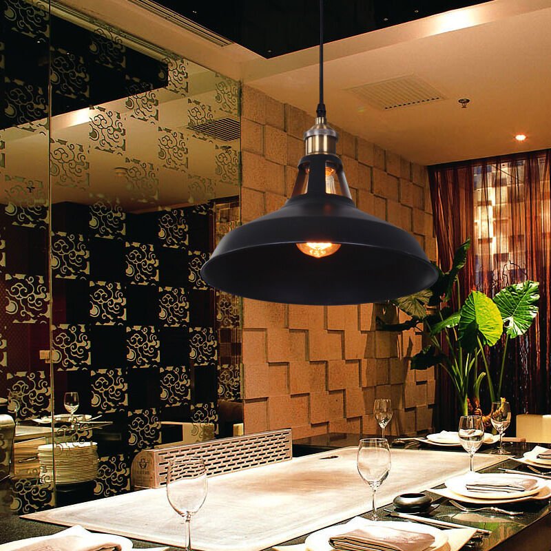 Axhup - Pendelleuchte, 1 Flammig Hängelampe mit Eisen Lampenschirm, Vintage Deckenleuchte E27 Lampenfassung für Esszimme...