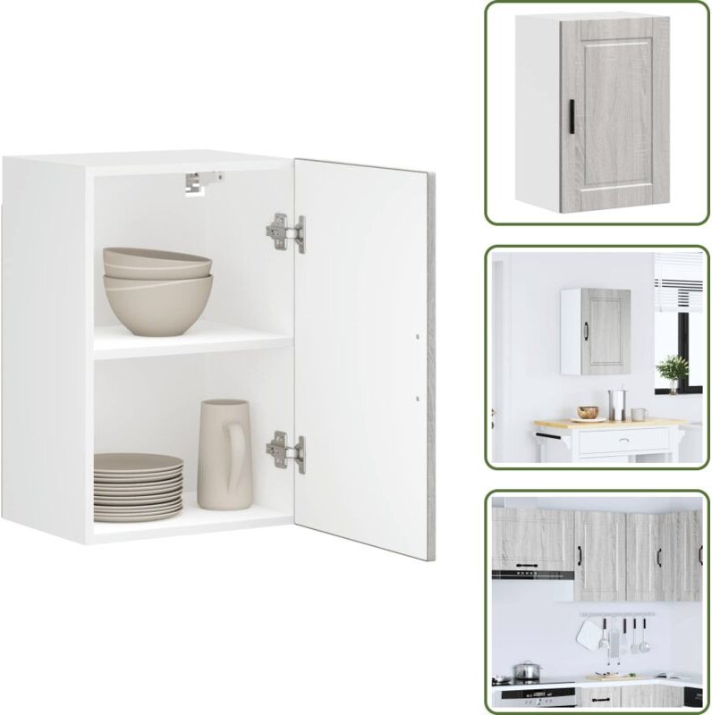 The Living Store Küchen-Hängeschrank Porto Grau Sonoma Holzwerkstoff - Wandregal