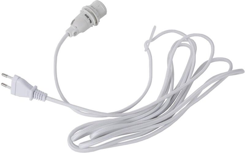 Lampenfassung E14 'Lacy' mit Stecker, weiß, Textilkabel, 350cm - Star Trading