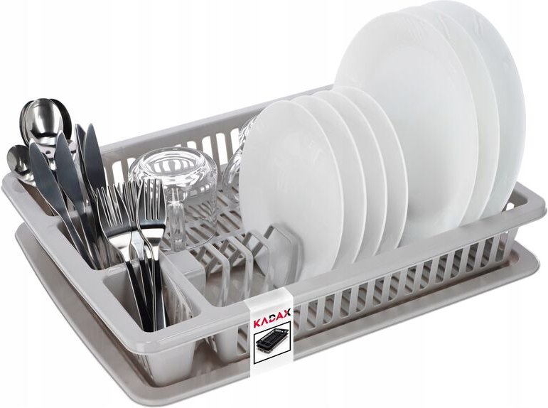 Geschirrabtropfer aus Kunststoff, Abtropfgestell mit Besteckkorb - Kadax