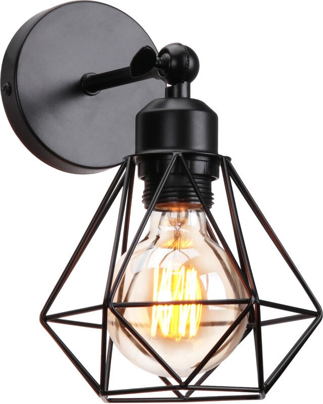 Wandleuchte E27 Industriell Metall Wandlampe Einstellbarer Lampenschirm für Wohnzimmer Küche Flur - Schwarz