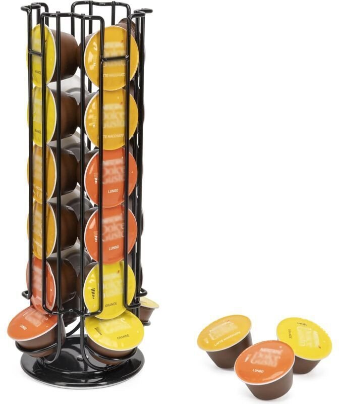 Schwarzer Kaffeekapselhalter, Kapselspender, drehbarer Präsentationsständer für 24 Dolce Gusto-Kapseln, Lagerregale, um ...