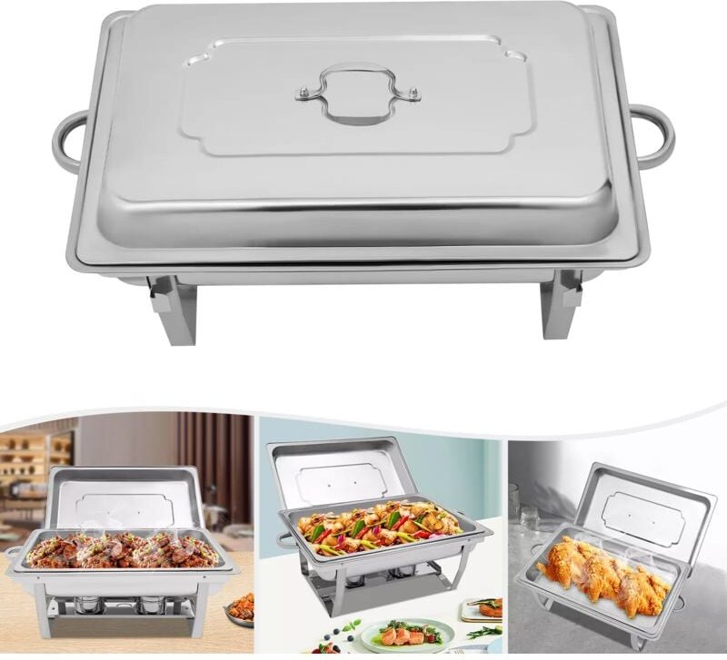 Thumbnail - Edelstahl Buffetwärmer Chafing Dish Speisenwärmer Edelstahl Warmhaltebehälter Buffet Set Wärmer Essen Frisch und Lecker ...