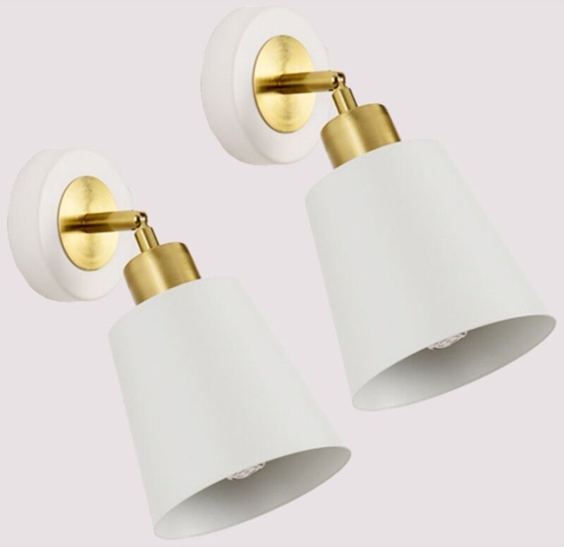 Retro Wandlampe Kreative Metall Wandbeleuchtung Weiß Wandleuchte für Wohnzimmer Schlafzimmer 2 Stücke