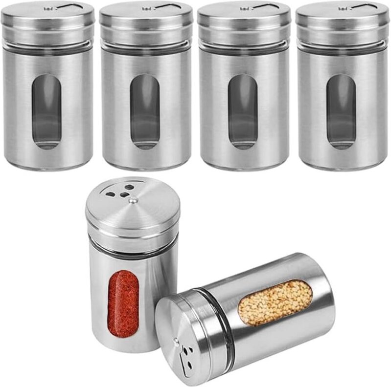 Set mit 6 Gewürzgläsern mit Schraubdeckeln, kleine Gewürzdosen, 80-ml-Gewürzbehälter, Gewürzglas-Set, Gewürzorganizer fü...
