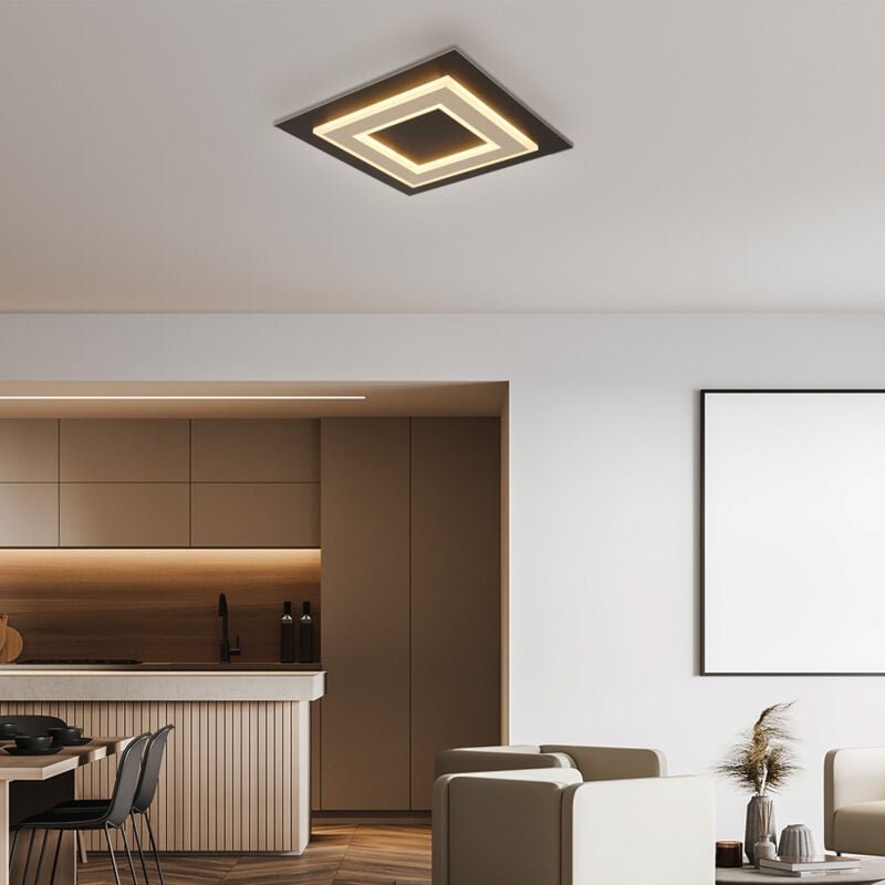 Led Deckenlampe Wohnzimmerlampe Deckenleuchte Panel Aufbau, mdf Kunststoff Metall, 24W 680lm warmweiß, LxBxH 32x32x5,5 c...