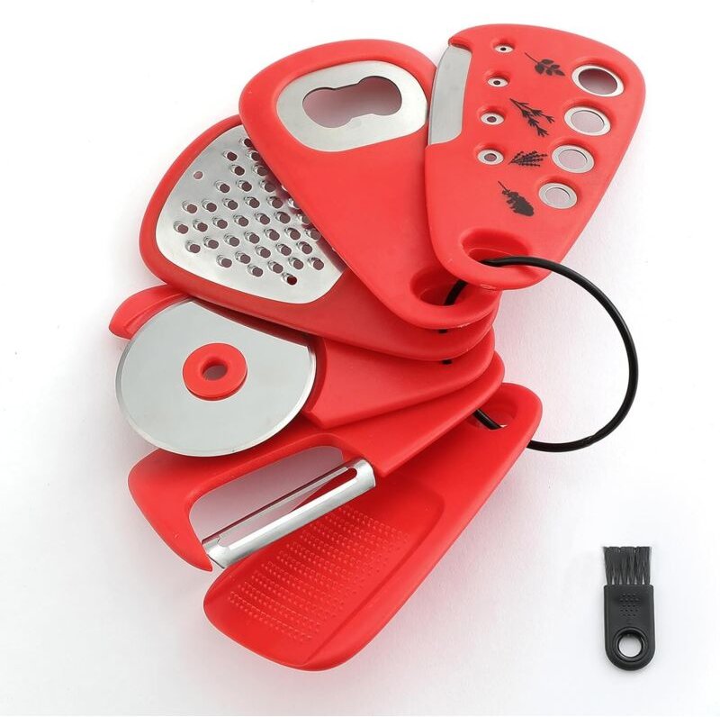 6-teiliges Küchenwerkzeug-Set, platzsparende Kochutensilien – Knoblauch-/Ingwerreibe, Käsehobel, Gemüse-/Obstschäler, Pi...