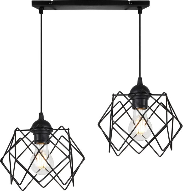 Stella Hängelampe 2 Flach Schwarz Lampenschirme E27