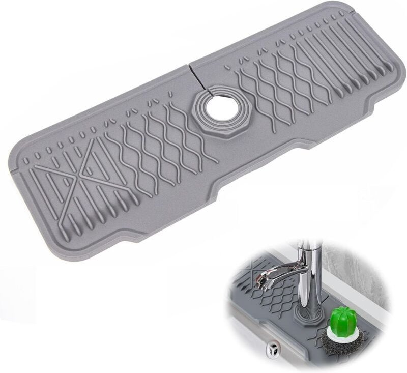 Silikon-Armaturenmatte, verlängerter Spritzschutz für Armaturen, verstellbare Abtropfmatten für Spülbecken, um Badezimme...