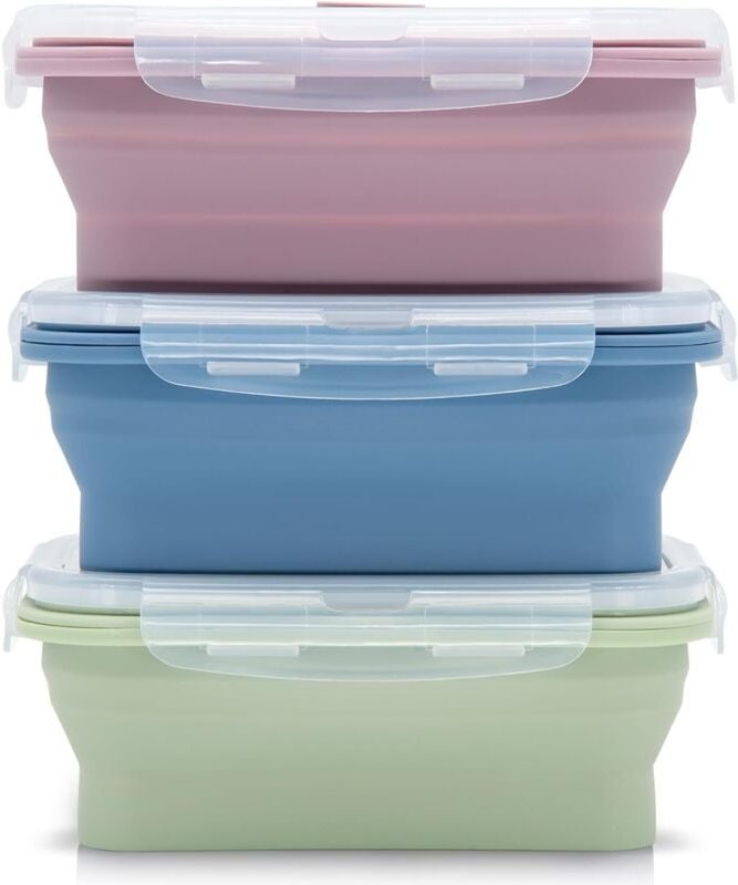 Packungen zusammenklappbare Silikonbehälter, faltbarer Halter, Lebensmittelbehälter, faltbare Silikonbehälter, mehrfarbi...