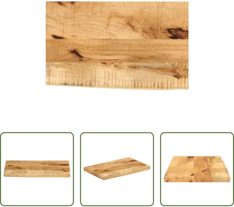 vidaXL Baumkante - Tischplatte 50x20x3,8 cm Baumkante Massivholz Raues Mangoholz