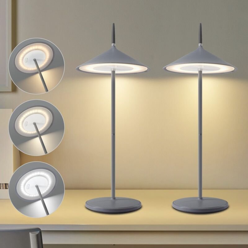 Tischlampe Kabellos Nachttischlampe Akku - 2er Set Led Tischleuchte 1800mhA Aufladbar Touch Dimmbar Schwarz Modern Ausse...