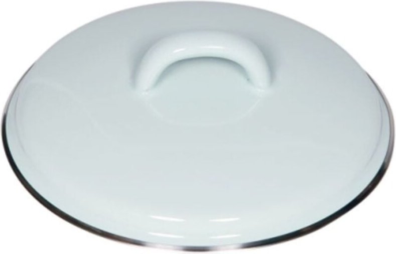 Riess Deckel mit Chromrand Ø14cm Pastell Türkis Emaille