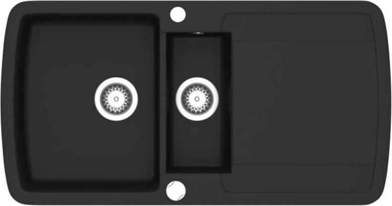 Granit Spülbecken Doppelbecken Schwarz Vidaxl