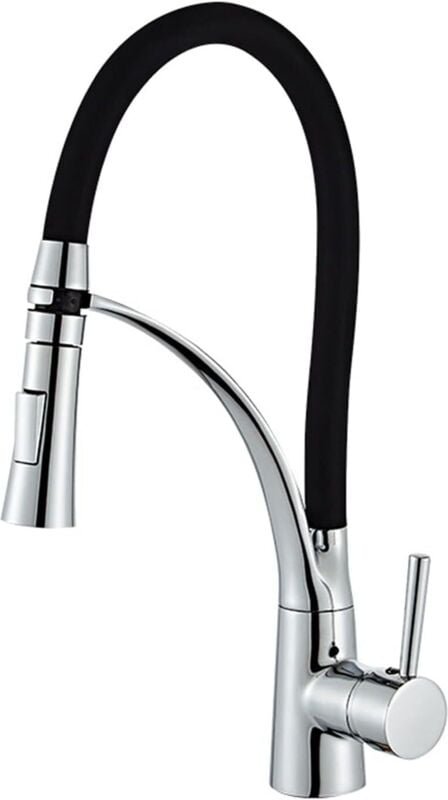 Küchenarmatur mit Ausziehbrause – schwenkbare Küchenarmatur – moderne Einhebelmischbatterie mit Warm- und Kaltwassermisc...