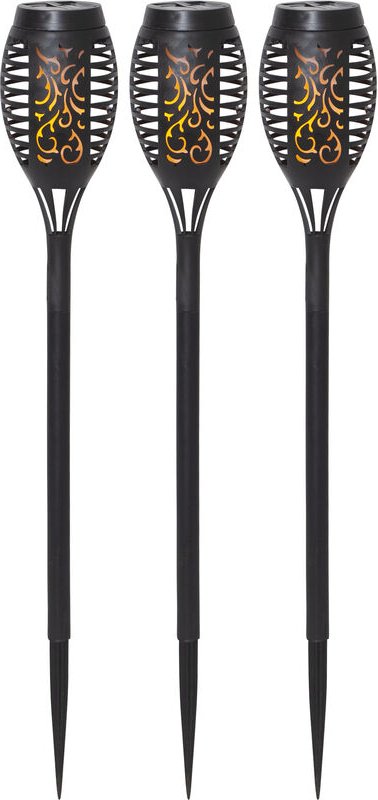 Star Trading - Solargartenfackeln 3er Set – Star Mini – led Gartenlicht schwarz – Flackerflammen Effekt – Solarleuchten ...