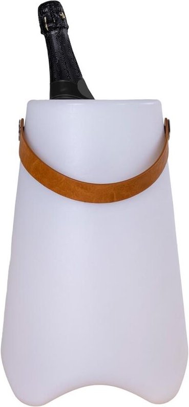 Bristol Lampe Weinkühler wiederaufladbar weiß.