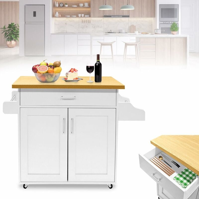 Küchenwagen Bewegliche Kücheninsel Küchen Küchenschrank mit Arbeitsplatte Wagen Rollbar, Rollwagen küche, servierwagen 1...
