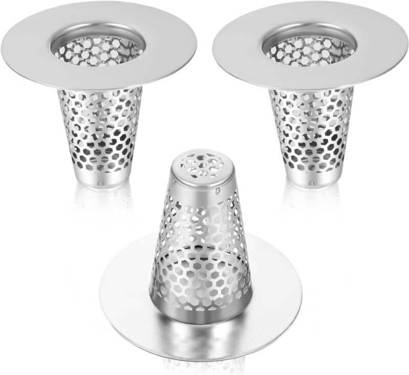 3er-Pack Abflusssiebe für Badezimmerwaschbecken für 1,2-1,6 Zoll Abflussloch, kleiner konischer Stopfen aus Edelstahl fü...
