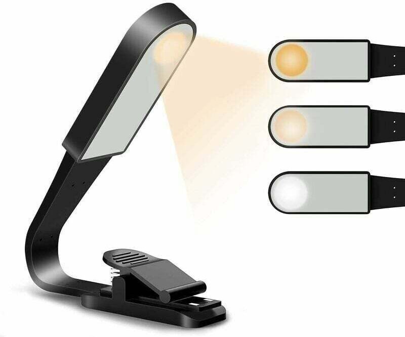Wiederaufladbare USB-Leseleuchte mit 3 Helligkeitsmodi und Augenschutz – flexible Klemmlampe für bequemes Lesen