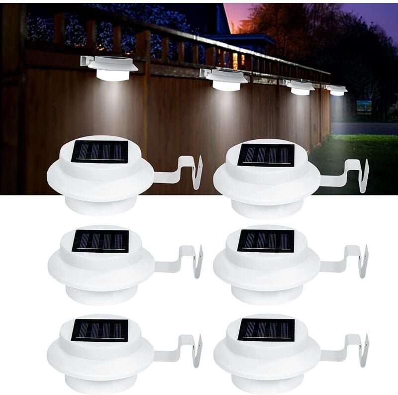 6er-Pack Solarleuchten für den Außenbereich, angetrieben durch 3 LEDs, IP65 wasserdichte Solarleuchten für Zaun, Gehweg ...