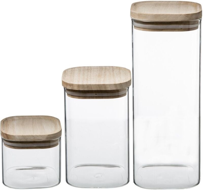 5five Simply Smart - 3 stapelbare glasgefäße hermet holzdeckel - 5five