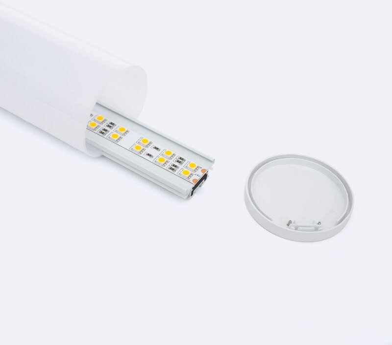 Aluminiumprofil Hängend Rund 2m für LED Streifen bis 22 mm Weiß 2 m Weiß transluzent