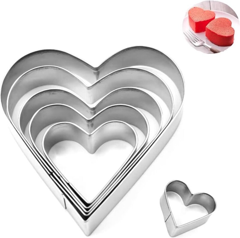 Weihnachtliches 5-teiliges herzförmiges Ausstechförmchen-Set – Kuchenform-Dekoration – DIY-Kuchenform-Küchenutensilien
