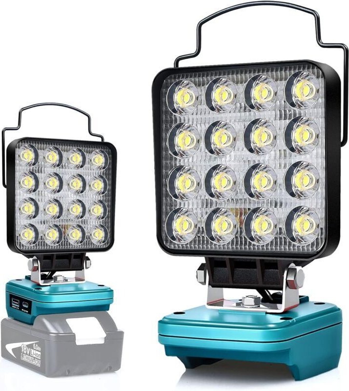 Mumu - Kabellose LED-Arbeitsleuchte für Makita 18-V-Akku, Flutlicht für Makita Light 48 w, kompakte Beleuchtung, tragbar...
