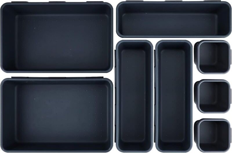 Schreibtisch-Schubladen-Organizer, 8 Stück, Schubladenteiler aus Kunststoff, Schubladenteiler mit 3 Größen, Aufbewahrung...