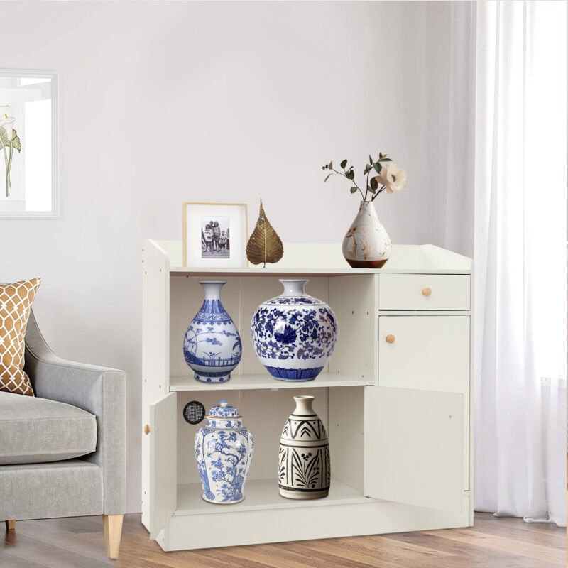 Home Storage Cabinet, Floor Standing Kitchen Sideboard, Storage Cabinet with 3 Door and Drawers