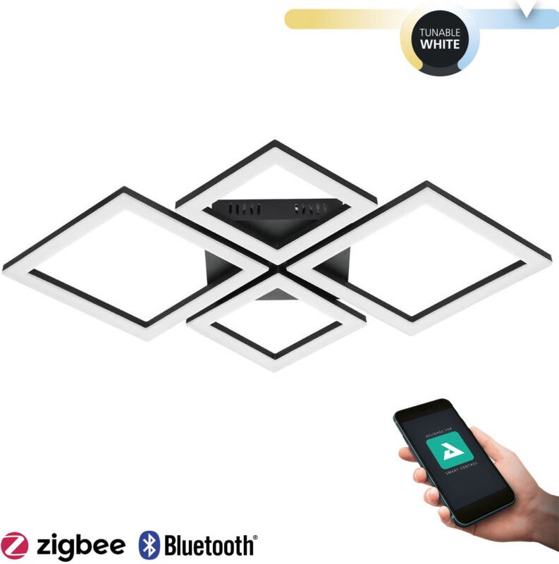 Eglo Connect LED Deckenleuchte Paranday-Z schwarz 47 x 43 cm Deckenlampen & Kronleuchter