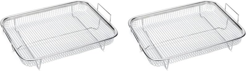 2 Stück Heißluftfritteusen-Korb für Ofen, Edelstahl-Grillkorb, Antihaft-Netzkorb, Heißluftfritteusen-Tablett-Drahtgitter...