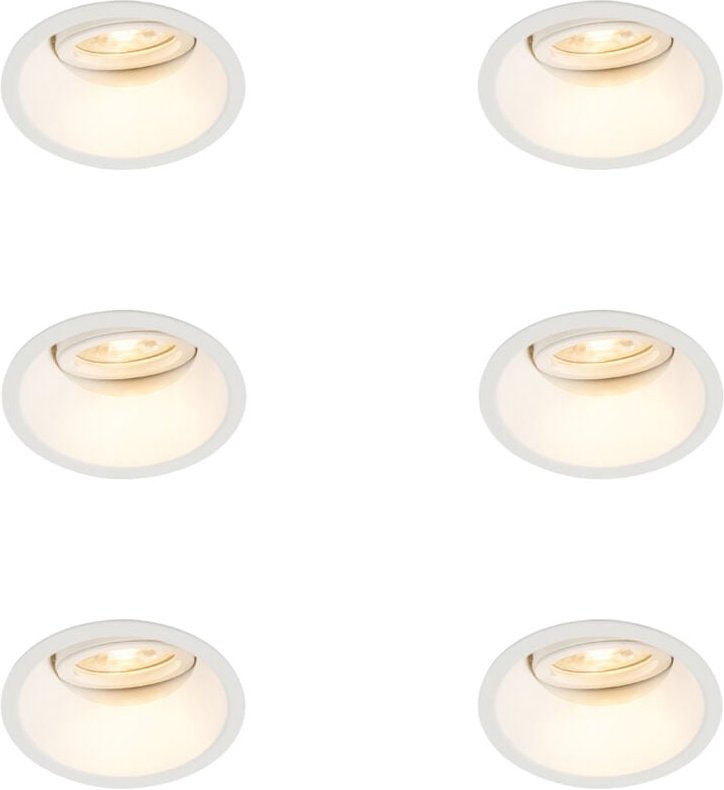 Set mit 6 Einbaustrahler weiß dreh- und neigbar - Legierung