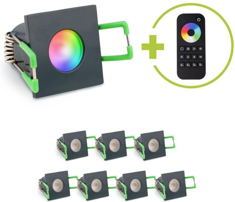 Einbaustrahler Mini Livorno eckig 3W RGBW IP65 - Farbe: anthrazit RAL 7016 - Anzahl: 8x