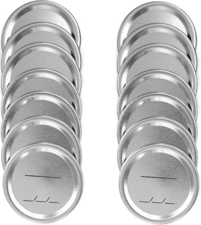 Einmachglas Deckel Normaler Mund für -/Kerr GläSer, Geteilte Aus Metall mit Silikon Dichtungen, Silber, 14 StüCk
