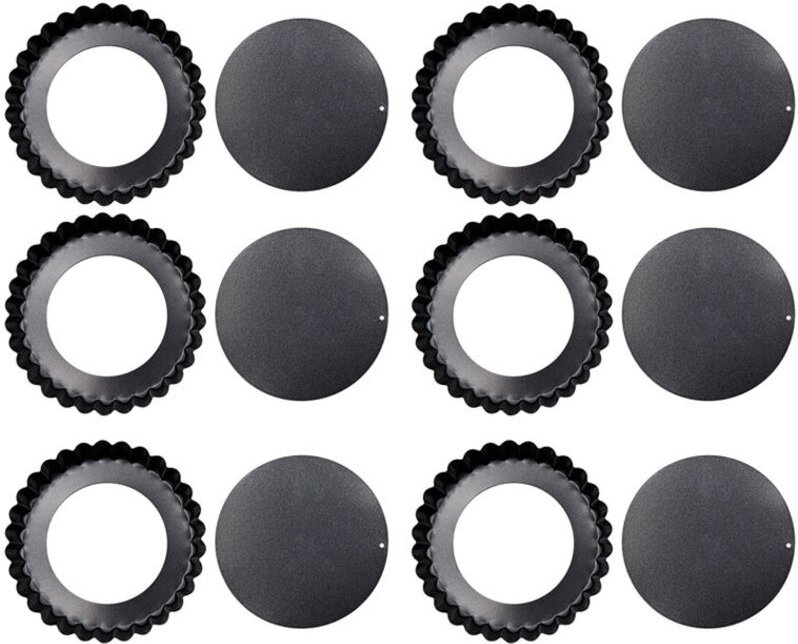 TIKATARER Quicheform, 6-teiliges Set mit herausnehmbarem Boden, Antihaftbeschichtung, Mini-Backform aus Kohlenstoffstahl...