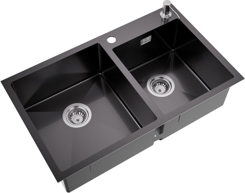Auralum Edelstahl Doppelbecken Küchenspüle, 75 x 45 cm Einbauspüle für ab 80 cm Unterschrank, Spülbecken inkl. Ablaufgar...