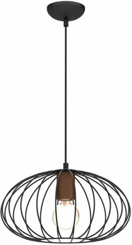 Hängelampe Meridiano 1 E27 Schwarz Holz Milagro MLP7959