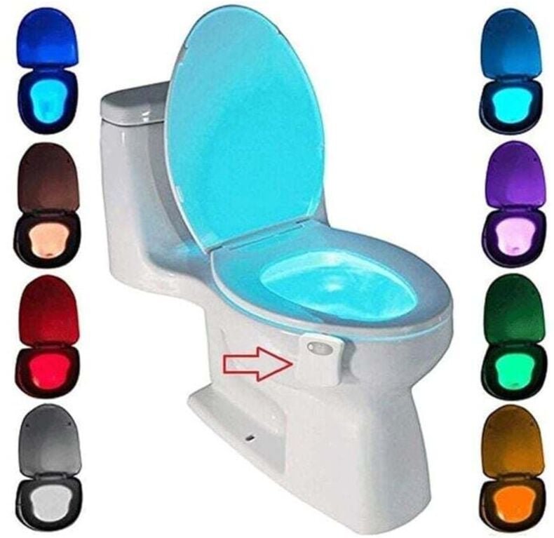 XVX - Toilettenlicht, LED-Nachtlicht für wc, Badezimmer, PIR-Sensor-Detektor, 8 Farbwechselbeleuchtung (wird nur bei Dun...