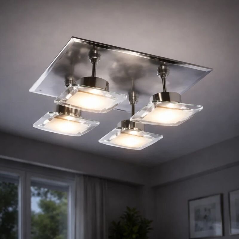 Deckenleuchte schwenkbar Spotstrahler Deckenlampe dimmbar Wohnzimmerleuchte Decke, Stahl, 4x 5,5W 350Lm warmweiß, LxBxH ...