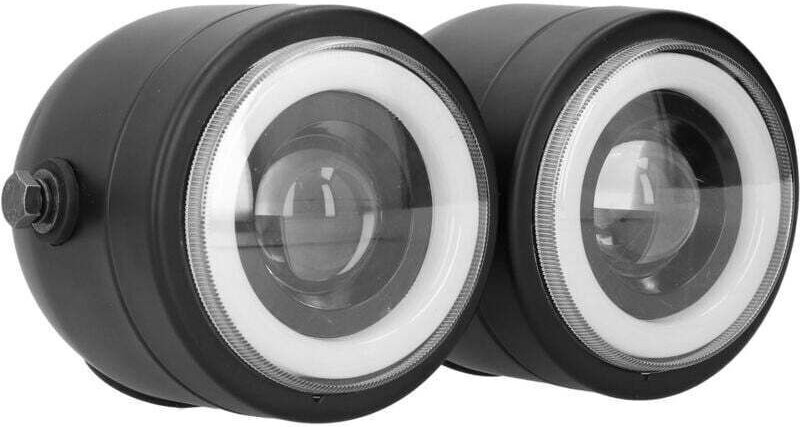 Universeller runder LED-Scheinwerfer, Doppel-Angel-Eye-Lichter, Retro-Motorrad-Tagfahrlicht, Weiß
