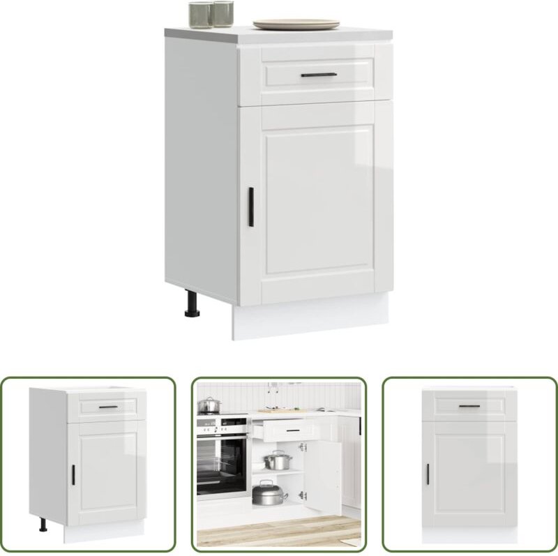 vidaXL Hochglanz-Weiß - Küchenunterschrank Porto Hochglanz-Weiß Holzwerkstoff