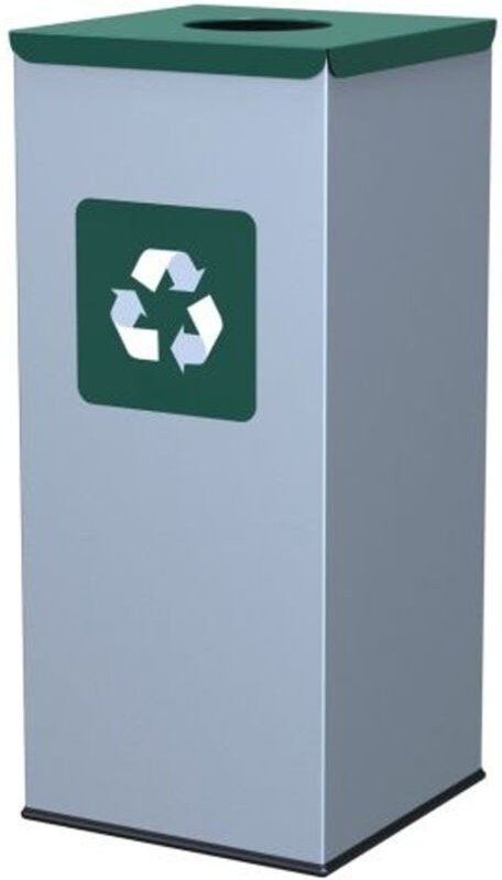 Metall-Mülleimer 30x30x70cm 60L GLAS - grüner Deckel