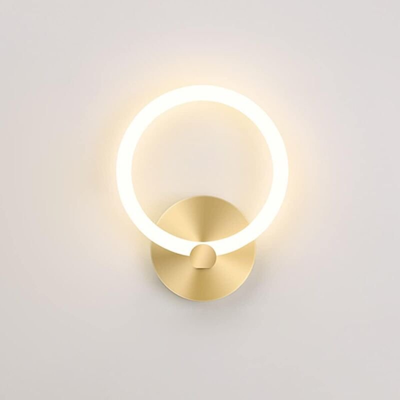 LED-Wandleuchte für den Innenbereich, goldfarben, rund, für Nachttisch, 19 cm, für Schlafzimmer, für Wohnzimmer, Flur, 1...