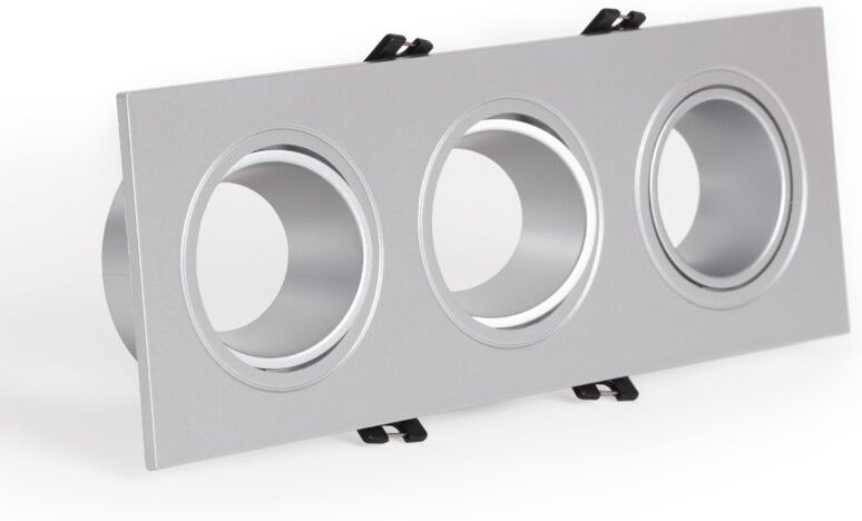 Ledkia - Downlight-Ring Eckig Schwenkbar für 3 LED-Glühbirnen GU10 / GU5.3 Schnitt 75x235 mm Silber