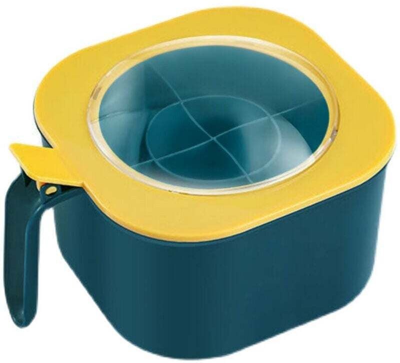 Gewürzdose mit Deckel und Löffel, 4 Fächer mit Griffen, Gewürzglas für die heimische Küche für Zucker, Salz und Pfeffer.